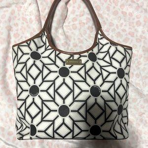 Blue and white Brahmin satchel